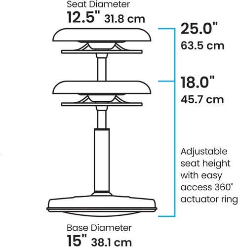 Miniatura 3 de KORE Design - Silla tambaleante para adolescente/universidad, sillas ergonómicas para computadora, taburete de oficina ajustable seguro, dormitorio
