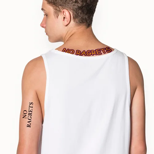 Miniatura 2 de 6 hojas de tatuajes temporales sin trapos – Divertidas calcomanías de tatuaje de frase para cara, brazo, cuerpo y manos
