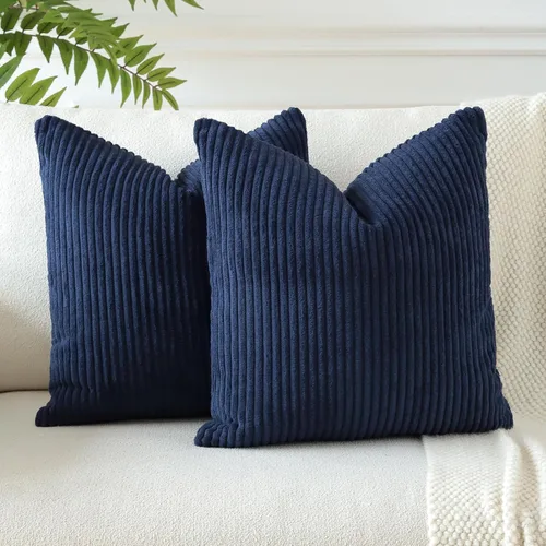 Miniatura 19 de OTOSTAR Paquete de 2 fundas de almohada decorativas de pana suave a rayas, cuadradas, decoración del hogar, fundas de almohada para sofá, cama, sala