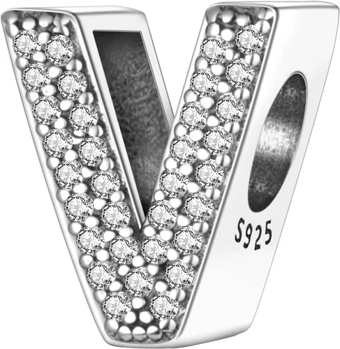 MULA Dijes de plata de ley 925 para pulseras y collares de cuentas del alfabeto de la A a la Z, colgantes con circonita cúbica 5A, regalos de