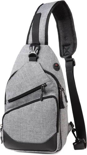 Miniatura 9 de VASCHY Bolso bandolera para hombres y mujeres, una correa sobre el hombro, mochila cruzada para el pecho, para senderismo, viajes, exteriores Negro