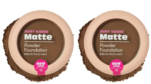 Miniatura 10 de Ruby Kisses Base en polvo, cobertura completa, base mate, maquillaje facial de larga duración, 0.35 onzas (coñac)