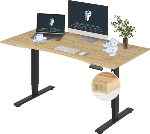 Miniatura 15 de FlexiSpot E6 Bamboo - Escritorio eléctrico de pie de 3 etapas con motor dual de 48 x 24 pulgadas, soporta 220 libras, altura ajustable con ajustes