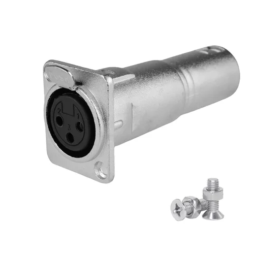 Conector XLR hembra a macho de 3 pines para montaje en panel, acoplador adaptador de micrófono duradero con toma de montaje de alimentación, ideal