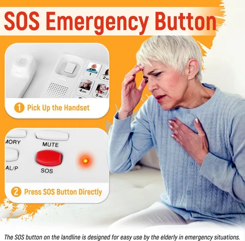 Miniatura 3 de Teléfono de botón grande para personas mayores, teléfonos fijos Uvital para personas mayores con 10 botones grandes de marcación de un solo toque