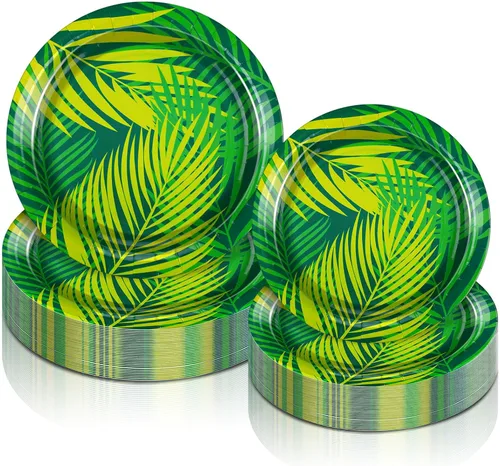 Miniatura 10 de Yungyan 50 platos temáticos de los años 50 de 9 y 7 pulgadas, platos de postre desechables de los años 50, vajilla de papel de calcetín hop, vajilla