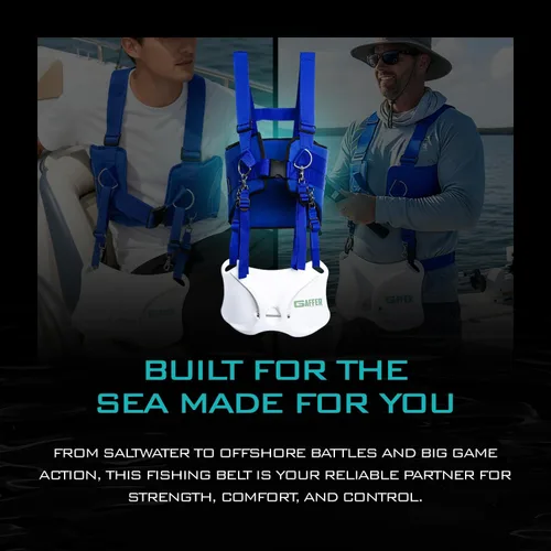 Miniatura 6 de GAFFER SPORTFISHING Arnés de hombro para cinturón de pesca, soporte de caña de lucha contra peces en alta mar Arnés de hombro - Azul