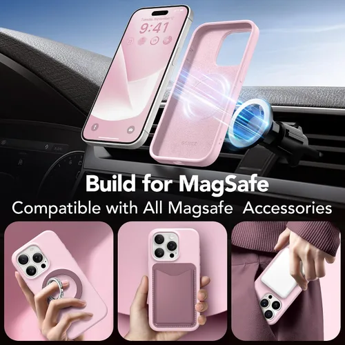Miniatura 565 de GONEZ Funda de silicona para iPhone 15 Pro Max, compatible con Magsafe, protector de cámara + protector de pantalla, forro de microfibra suave