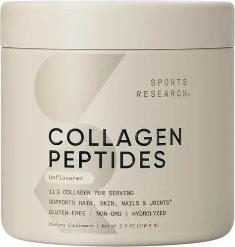 Sports Research Péptidos de colágeno – Polvo de proteína de colágeno hidrolizado tipo 1 y 3 para piel, uñas y articulaciones saludables – Nutrientes