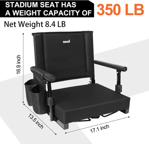 Miniatura 2 de Asientos acolchados para estadio con respaldo y cojín, silla plegable portátil, asientos plegables para estadio para fútbol, campamento, conciertos