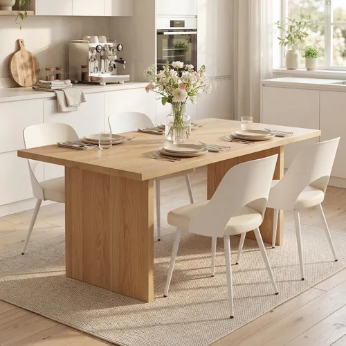 Miniatura 8 de Juego de 2 sillas de comedor tapizadas modernas de mediados de siglo con patas de metal y cojín de piel sintética para cocina, restaurante