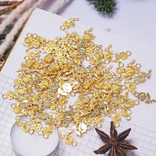 Miniatura 6 de Honbay 100 dijes de rosas de aleación para hacer joyas o manualidades