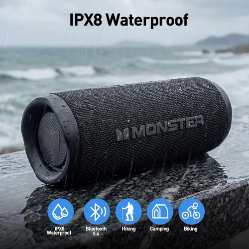 Miniatura 8 de Monster Altavoz Bluetooth, altavoces Bluetooth portátiles inalámbricos para exteriores, 60 W estéreo inalámbrico verdadero IPX8 impermeable, doble