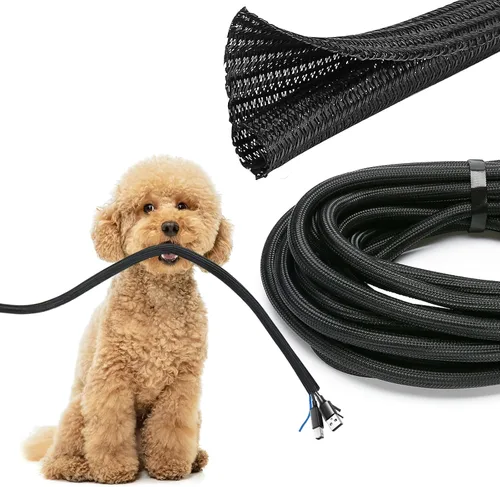 Miniatura 10 de JOTO Paquete de 1 funda de organización de cables, sistema organizador de cables de 10 pies con cremallera para TV, computadora, oficina