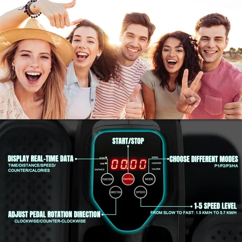 Miniatura 6 de Tappio Elíptica para debajo del escritorio, ejercitador eléctrico de pedales, elíptica sentada totalmente montada, compacta y portátil con control