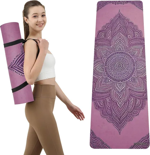 Miniatura 8 de Printed Yoga Mat 72" x 24" Thick 6mm Non-Slip Fitness Exercise Exercise Mat with Strap for Women Men Yoga Pilates Workout Gym Floor Workout