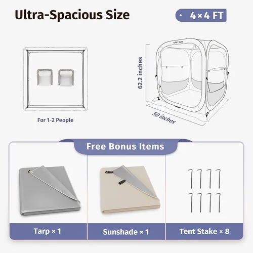 Miniatura 7 de East Oak Weather Sports Tent for Fishing, Sports Event Pop Up Bubble Tent Instant Sun & Rain Shelter No Condensation, Spacious Interior, Ultra