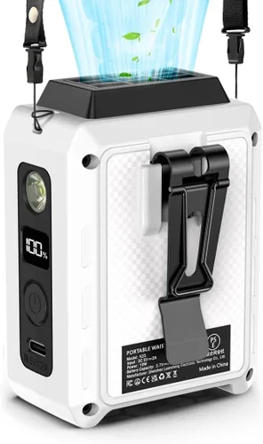 Miniatura 18 de CAZOKASI Ventilador personal con clip para la cintura, recargable, portátil, manos libres, para viajar, trabajar, al aire libre, oficina