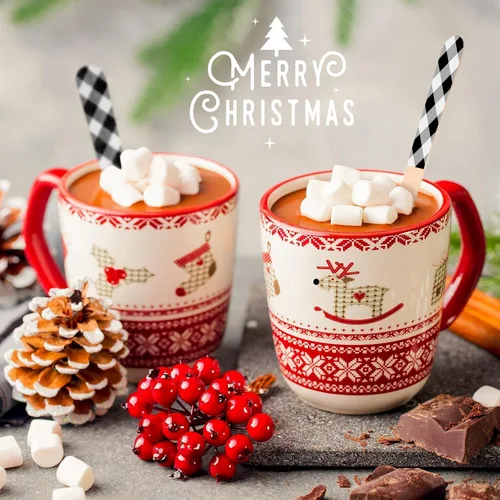 Miniatura 6 de Umigy 100 cucharas de madera desechables de 5.5 pulgadas, cucharas de madera desechables de Navidad con patrón de cuchara de madera para chocolate