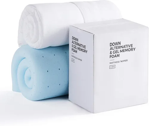 Miniatura 6 de LUCID Cubrecolchón de Alternativa de Plumón y Espuma Viscoelástica de Gel, Twin XL, 4 pulgadas, Tres Cubrecolchones en Uno