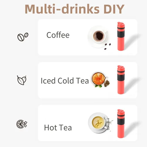 Miniatura 3 de Acouto Viaje prensa francesa 11.8 fl oz botella portátil té cafetera agua potable taza taza taza para viajar acampar al aire libre rojo
