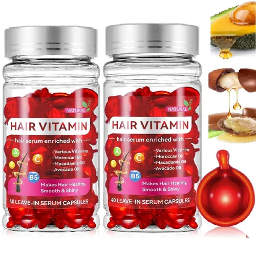 Cápsula de suero de tratamiento capilar, hidratante y fortaleciendo el cabello sedoso, aceite de suero de vitamina para cabello encrespado y dañado