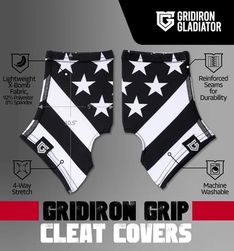 Miniatura 3 de GridIron Gladiator - Fundas de tacos, calcetines para tacos de fútbol americano, polainas para tacos de fútbol, béisbol y sóftbol Blanco y negro