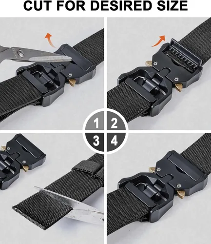Miniatura 5 de BULLIANT Cinturón para hombre, paquete de 2, cinturón elástico táctico ajustable para aparejador militar, trabajo resistente, 1.5 pulgadas, corte