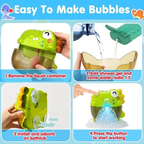 Miniatura 7 de Juguetes de baño de burbujas para niños pequeños, máquina de burbujas de baño iluminada, juguete para niños de 3 a 5 años, juguete para bañera