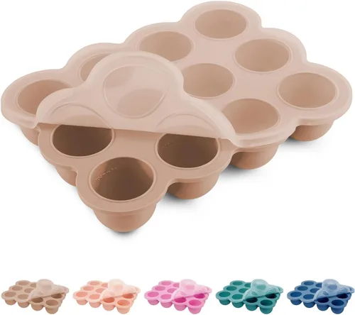 Miniatura 12 de Bandeja congelador de alimentos para bebés de 6 x 3 onzas con clip en la tapa, verde brillante, moldes para congelador a prueba de fugas, contenedor