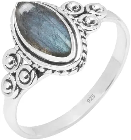 Miniatura 9 de Anillo de piedras preciosas, anillo de plata de ley 925 para mujeres y niñas, joyería hecha a mano, regalos de Navidad, tamaño de EE. UU