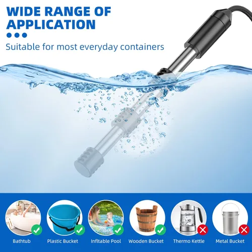Miniatura 4 de Calentador rápido de cubo de 2000 W, calentador de agua de inmersión, calentador de agua sumergible de alta velocidad para piscina sobre el suelo.