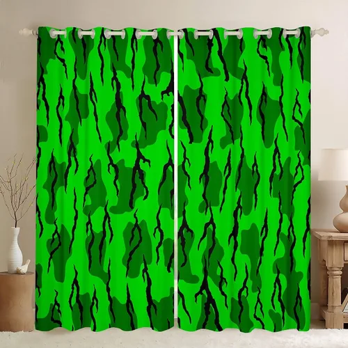 Miniatura 12 de Cortinas de camuflaje rústicas de camuflaje para dormitorio, sala de estar, decoración de cabaña, caza, ejército, negro, verde, aislamiento térmico