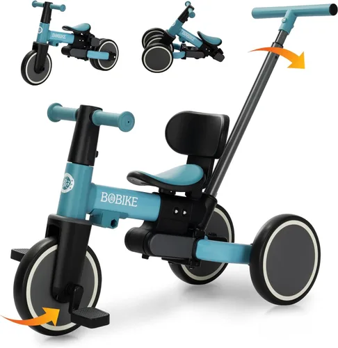 Miniatura 14 de BoBike Triciclo 5 en 1 para niños pequeños de 18 meses a 5 años, bicicleta para niños con pedales mejorados, mango de empuje para padres, bicicleta