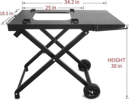 Miniatura 3 de BSARTE Soporte plegable de metal para parrilla Ninja Outdoor XSKSTAND para Woodfire OG701 OG751 (Serie OG700) con estante lateral, soporte