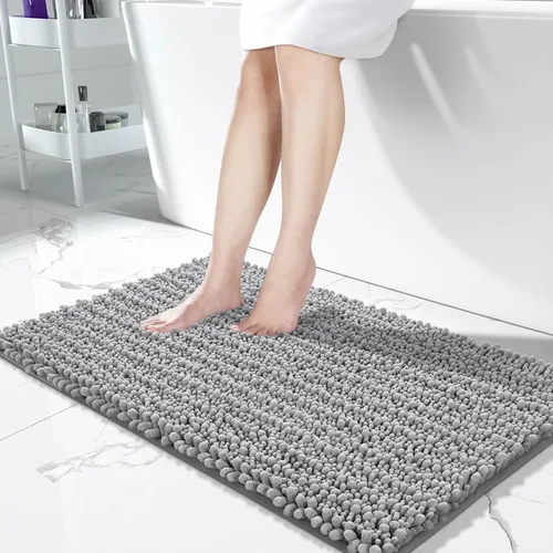 Miniatura 30 de Yimobra Alfombras de Baño Antideslizantes Lavables - Alfombra de Baño de Chenilla Ultra Suave Absorbente, Alfombra Peluda de Secado Rápido para Negro