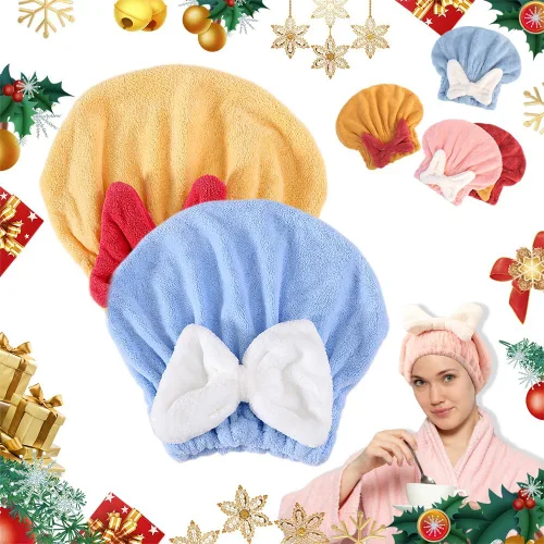 2 toallas de microfibra para secar el cabello, superabsorbentes, para cabello húmedo, de secado rápido, toallas de pelo gruesas, pajarita suave,