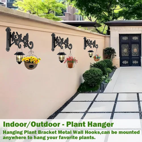 Miniatura 6 de Paquete de 2 ganchos de pared colgantes para plantas de 12 pulgadas, ganchos de pared para comedero de pájaros, gancho de metal resistente