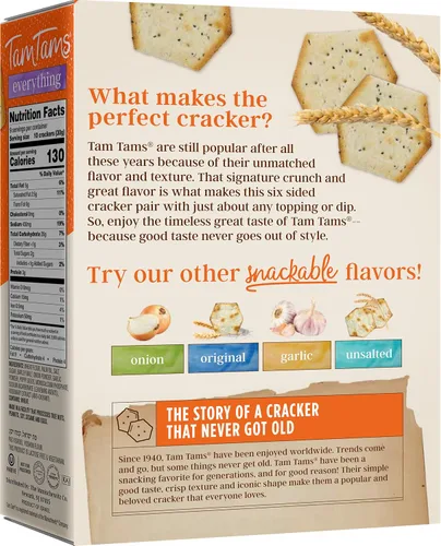 Miniatura 3 de Manischewitz Galletas Tam Tam Everything de 9.6 onzas (paquete de 2), textura crujiente y ligera, horneadas a la perfección