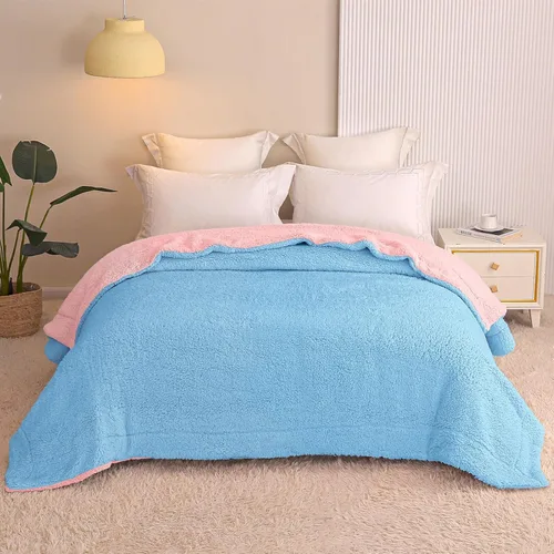 Miniatura 3 de Exclusivo Mezcla Manta Sherpa Reversible de Tamaño Individual, Mantas de Forro Polar Gruesas y Cálidas para Invierno, Felpa Suave y Esponjosa