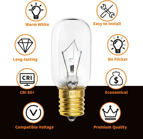 Miniatura 5 de Bombilla para horno microondas LG – Compatible con LG Frigidaire Ken-More Whirlpool GE Over the Range Microondas, base regulable 125V 30W E17, luz
