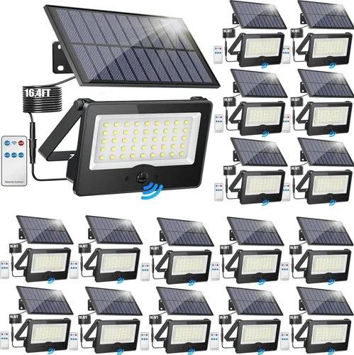 Miniatura 11 de Paquete de 6 luces LED solares de pared para exteriores, luces de seguridad con sensor de movimiento de 20 W con 3 modos de iluminación, luz de 6