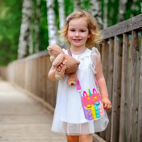 Miniatura 2 de Civan Pequeño Bolso para Reventar, Bolso de Unicornio para Niñas, Niños y Mujeres, Bolso Pop con Juguete de Unicornio Pop, Bolso de Hombro, Juguete