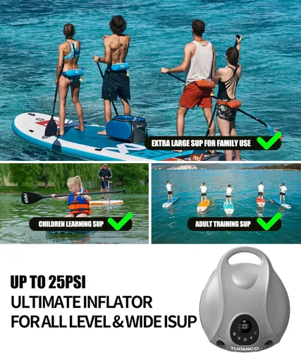Miniatura 3 de Truely - Bomba de aire portátil de alta presión de 25 PSI, inflado rápido de 4 minutos, bomba de aire eléctrica con batería recargable de 74 WH