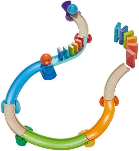 Miniatura 4 de HABA Kullerbu Kringel Domino Playset – Juego de 33 piezas de pista de bolas con dos juegos de dominó que caen – A partir de 2 años
