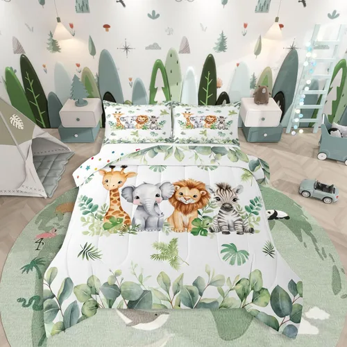 Miniatura 12 de Erosebridal Juego de ropa de cama a cuadros azul para niños, juego de cama individual con diseño de patos amarillos de dibujos animados, juego