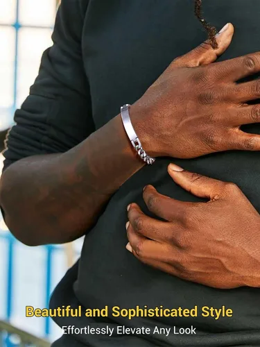 Miniatura 2 de PROSTEEL Pulsera personalizada para hombres y mujeres, con fecha de nombre, con grabado inicial y cita de inicial, pulseras de identificación