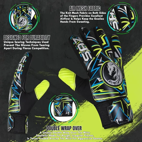 Miniatura 3 de SAZ Guantes de portero de fútbol, guantes de portero de fútbol para niños, niños y jóvenes, guantes de portero de fútbol con palmas de látex
