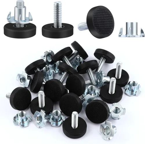AIEX 24 niveladores de muebles, patas niveladoras ajustables con tuercas en T atornilladas antideslizantes para patas de muebles para mesa, silla,
