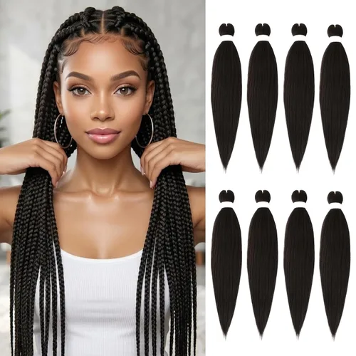 Miniatura 63 de Beyond Beauty - Trenzas preestiradas de cabello profesional sin picazón, ajuste de agua caliente, fibra sintética, textura Yaki, extensiones